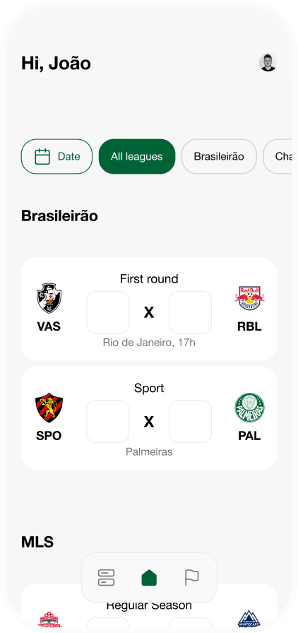 Captura de tela do app Trave mostrando palpites de futebol, ligas e jogos
